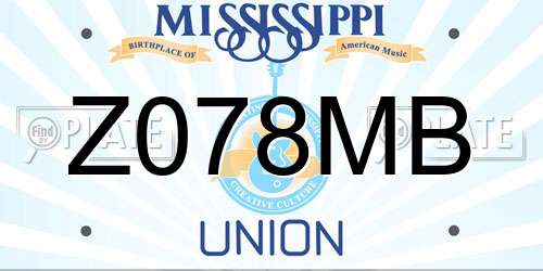 Z078MB Mississippi License Plate