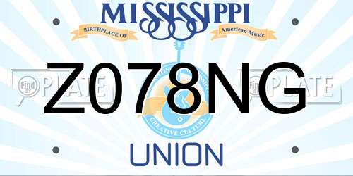 Z078NG Mississippi License Plate