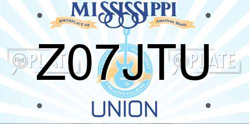 Z07JTU Mississippi License Plate