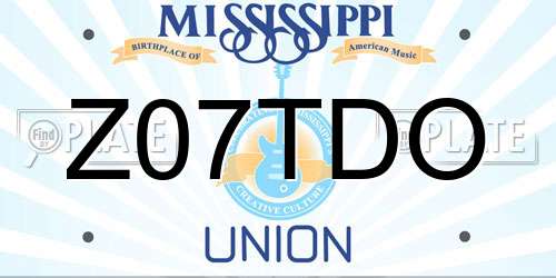 Z07TDO Mississippi License Plate