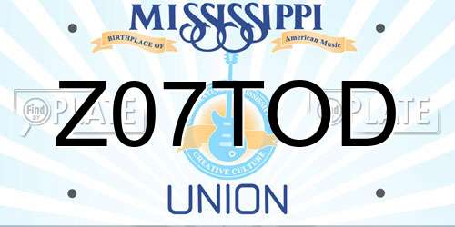Z07TOD Mississippi License Plate