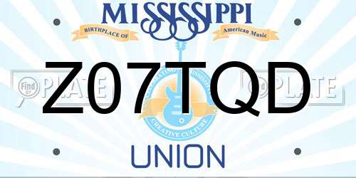 Z07TQD Mississippi License Plate