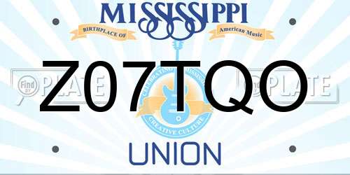 Z07TQO Mississippi License Plate