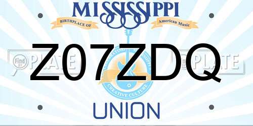 Z07ZDQ Mississippi License Plate