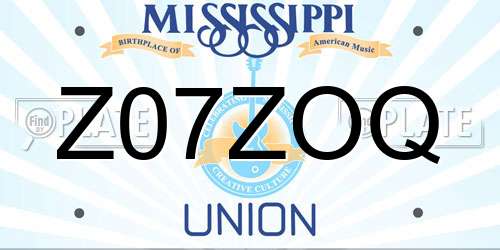 Z07ZOQ Mississippi License Plate