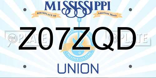 Z07ZQD Mississippi License Plate
