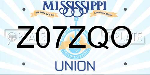 Z07ZQO Mississippi License Plate