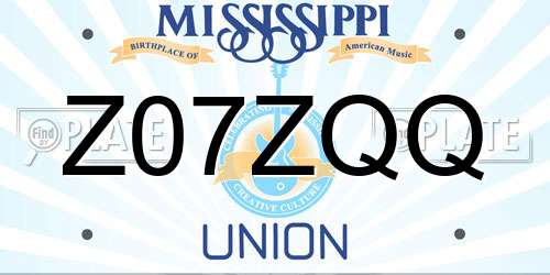 Z07ZQQ Mississippi License Plate