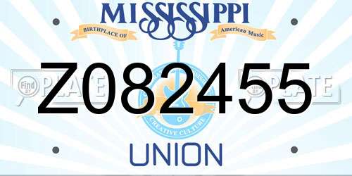 Z082455 Mississippi License Plate