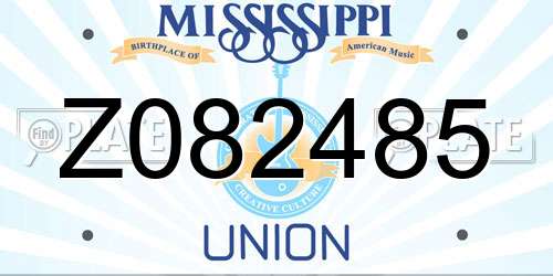 Z082485 Mississippi License Plate