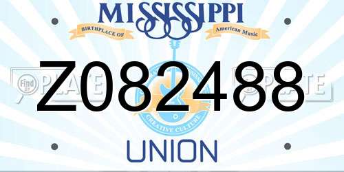 Z082488 Mississippi License Plate