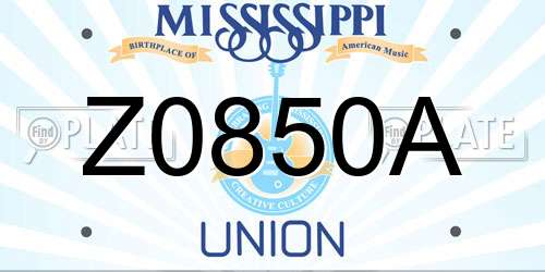 Z0850A Mississippi License Plate
