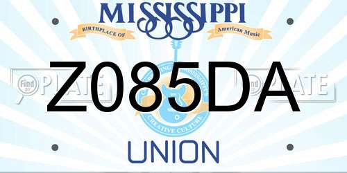 Z085DA Mississippi License Plate