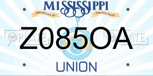 Z085OA Mississippi License Plate