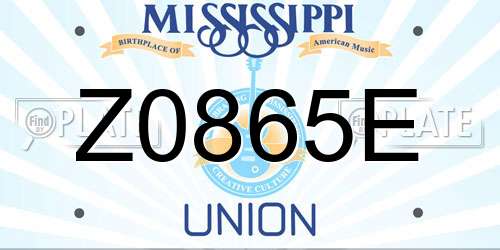 Z0865E Mississippi License Plate
