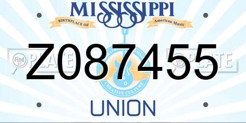Z087455 Mississippi License Plate