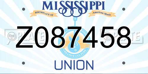Z087458 Mississippi License Plate