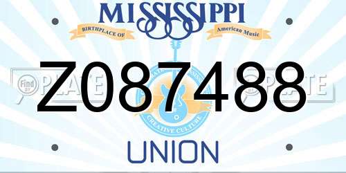 Z087488 Mississippi License Plate