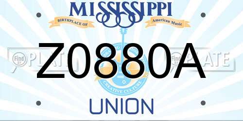 Z0880A Mississippi License Plate