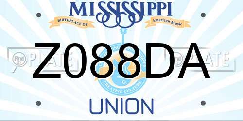 Z088DA Mississippi License Plate