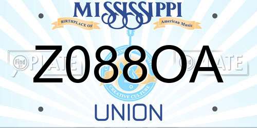 Z088OA Mississippi License Plate