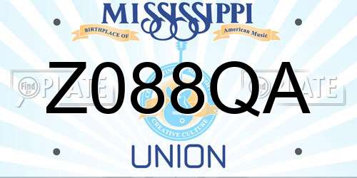 Z088QA Mississippi License Plate