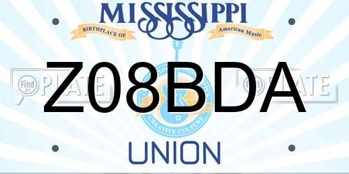 Z08BDA Mississippi License Plate