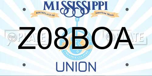Z08BOA Mississippi License Plate