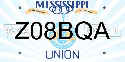 Z08BQA Mississippi License Plate