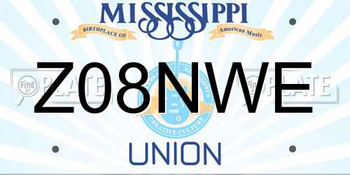 Z08NWE Mississippi License Plate