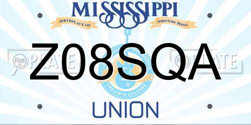 Z08SQA Mississippi License Plate