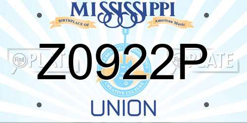 Z0922P Mississippi License Plate