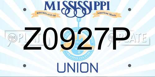 Z0927P Mississippi License Plate