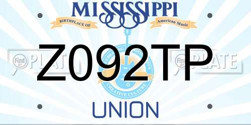 Z092TP Mississippi License Plate