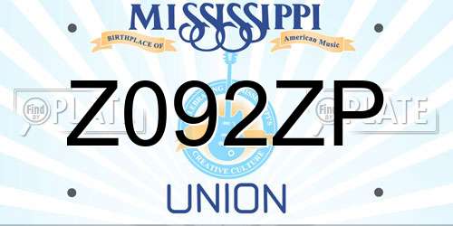 Z092ZP Mississippi License Plate