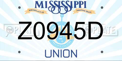 Z0945D Mississippi License Plate