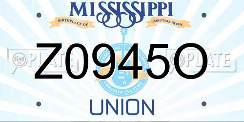 Z0945O Mississippi License Plate