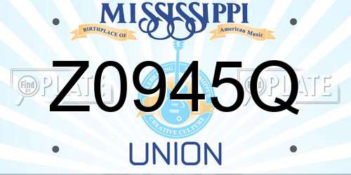 Z0945Q Mississippi License Plate