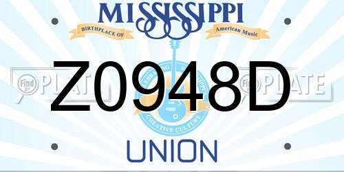 Z0948D Mississippi License Plate