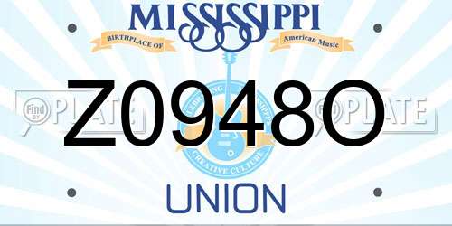 Z0948O Mississippi License Plate