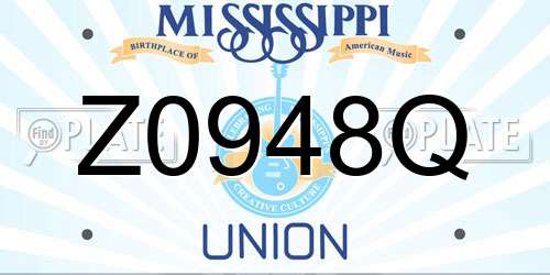 Z0948Q Mississippi License Plate