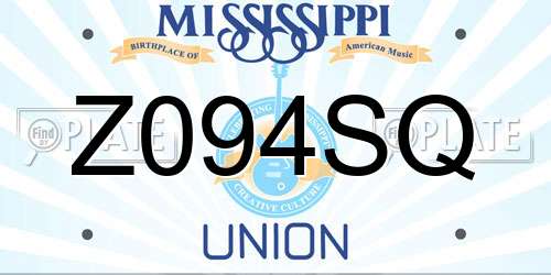 Z094SQ Mississippi License Plate