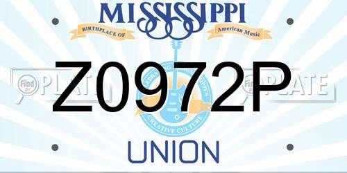 Z0972P Mississippi License Plate