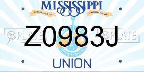 Z0983J Mississippi License Plate