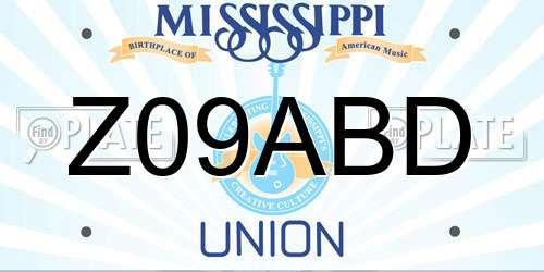 Z09ABD Mississippi License Plate