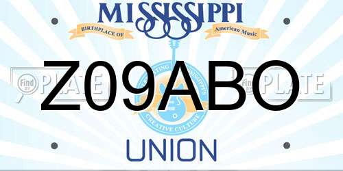 Z09ABO Mississippi License Plate
