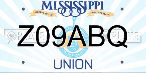 Z09ABQ Mississippi License Plate