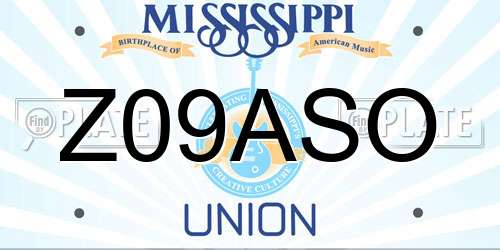 Z09ASO Mississippi License Plate