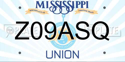 Z09ASQ Mississippi License Plate