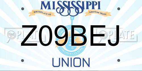 Z09BEJ Mississippi License Plate